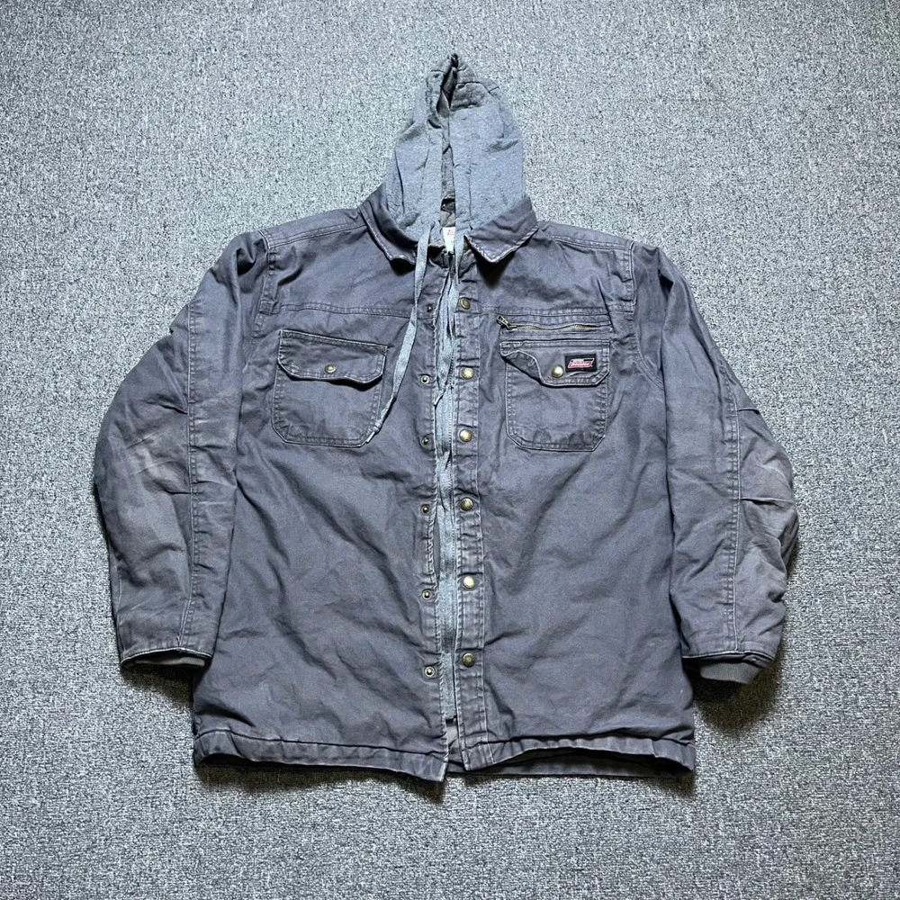 Dickies Hooded Canvas Work Jacket L Grayish Purple Lined Full Zip Snap Button